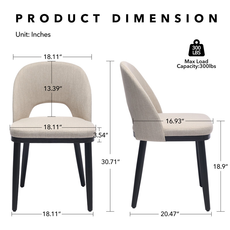 Linen Upholstered Dining Chairs in Beige