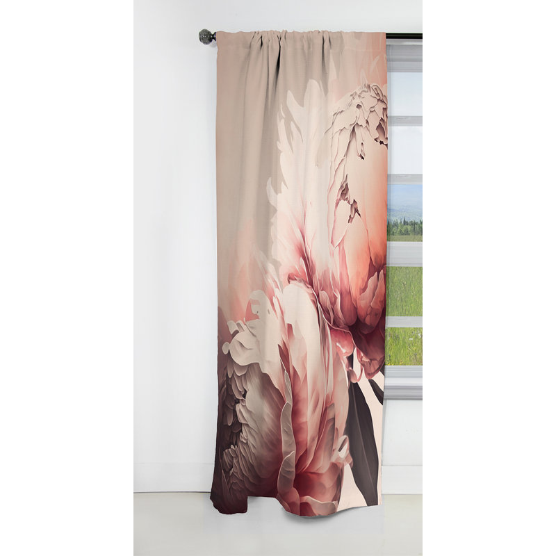 Pivoine rose I - rideau pivoines - rideau occultant à motif floral - 1 panneau, L 52 po x L 63 po