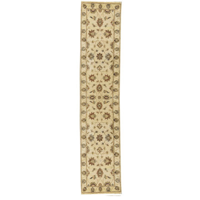 Hand-Knotted High-Quality Ivory and Ivory Runner