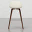 De 2 tabourets de hauteur de comptoir / de bar - Assise rembourrée crème avec repose-pieds brun, repose-pieds, repose-pieds, pieds, style Mid-Century moderne, assemblage