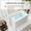 Baignoire autoportante rectangulaire en acrylique blanc brillant de 43 pouces avec piédestal, équipée d'un trop-plein chromé et d'une bonde escamotable