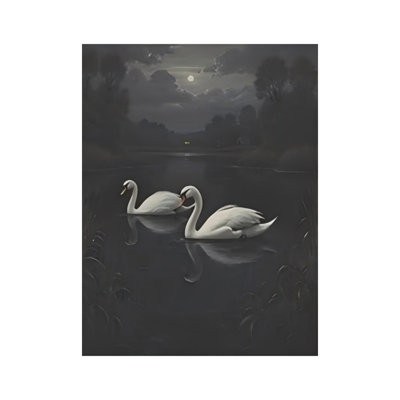 Classical White Swan Unframed Canvas Wall Art 12" X 16"