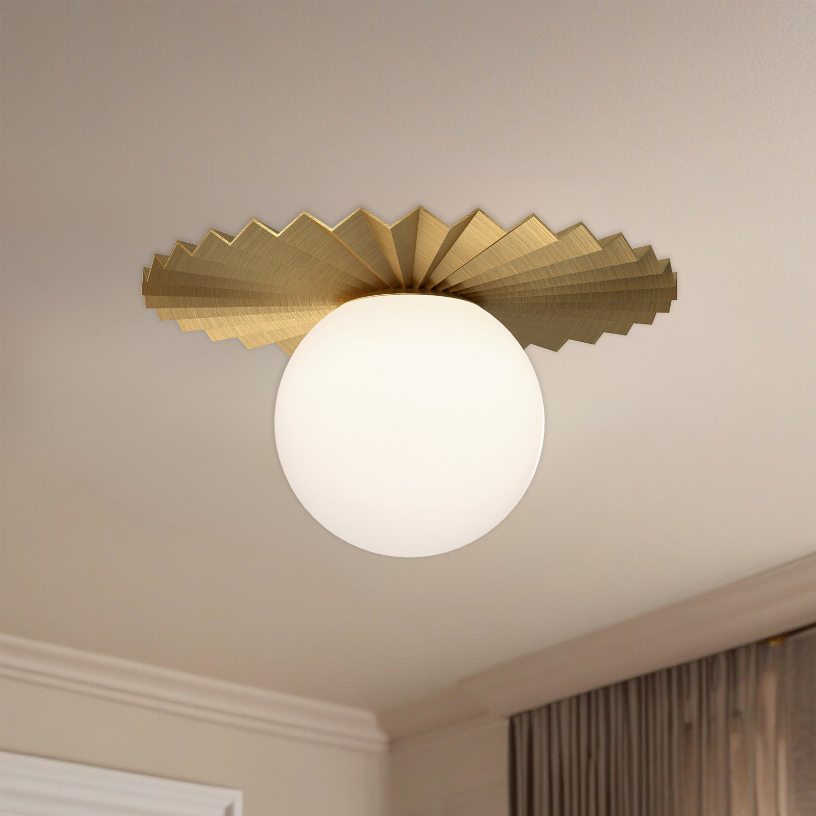 Laki Single Light Glass Flush Mount, Brushed Gold, 6.63" H x 11.88" W x 11.88" D