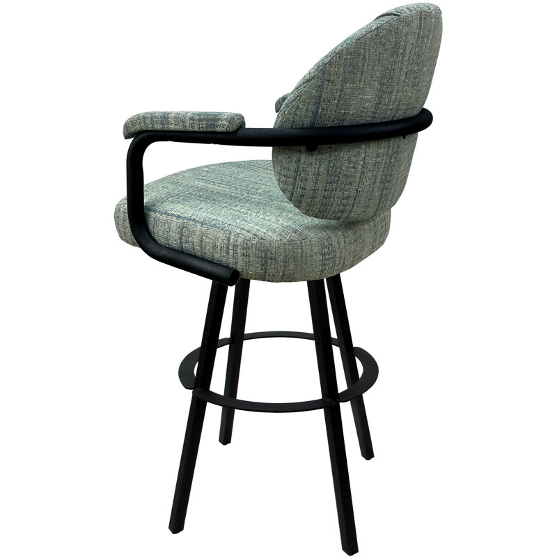 Tabouret de comptoir pivotant 30 po Mahlum, Mélange de polyester bleu / cadre noir