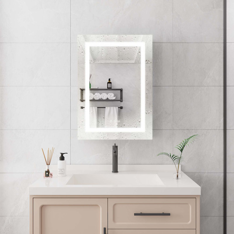 Armoire de salle de bain avec miroir à fixation murale à DEL pour salle de bain
