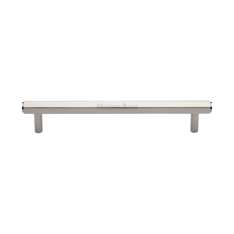 Heritage Brass Art Deco Collection Heritage Cabinet Pull Hexagon Design, Polished Nickel, 19.2cm L x 1.25cm W