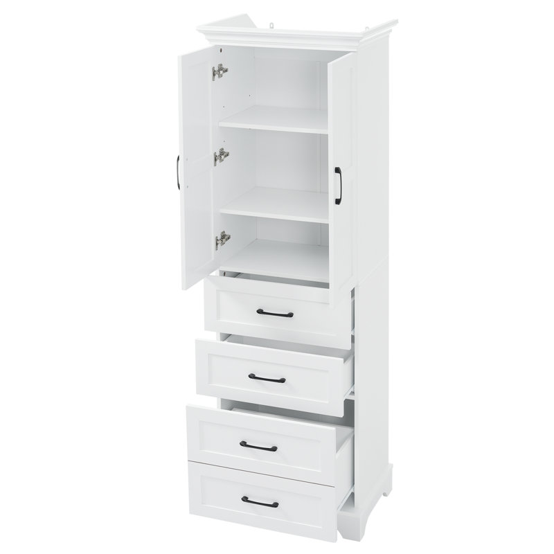 Iris 71.6" Freestanding Tall Bathroom Storage with Soft-Close Doors, 3 Drawers & Adjustable Shelf