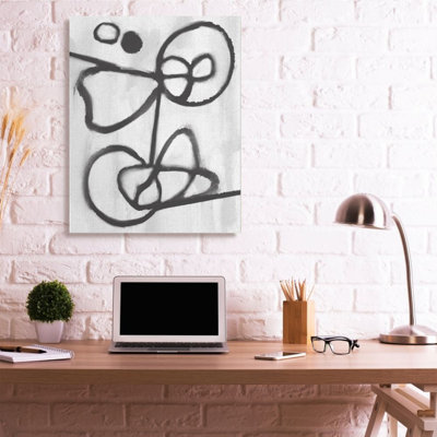 Reproduction d’art graphique abstraite, formes organiques, noir et blanc