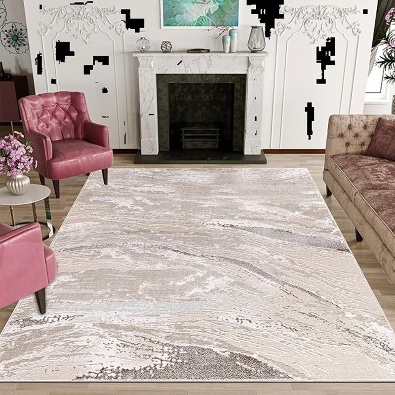 Abstract Flatweave Shag Area Rug, Round 120 cm
