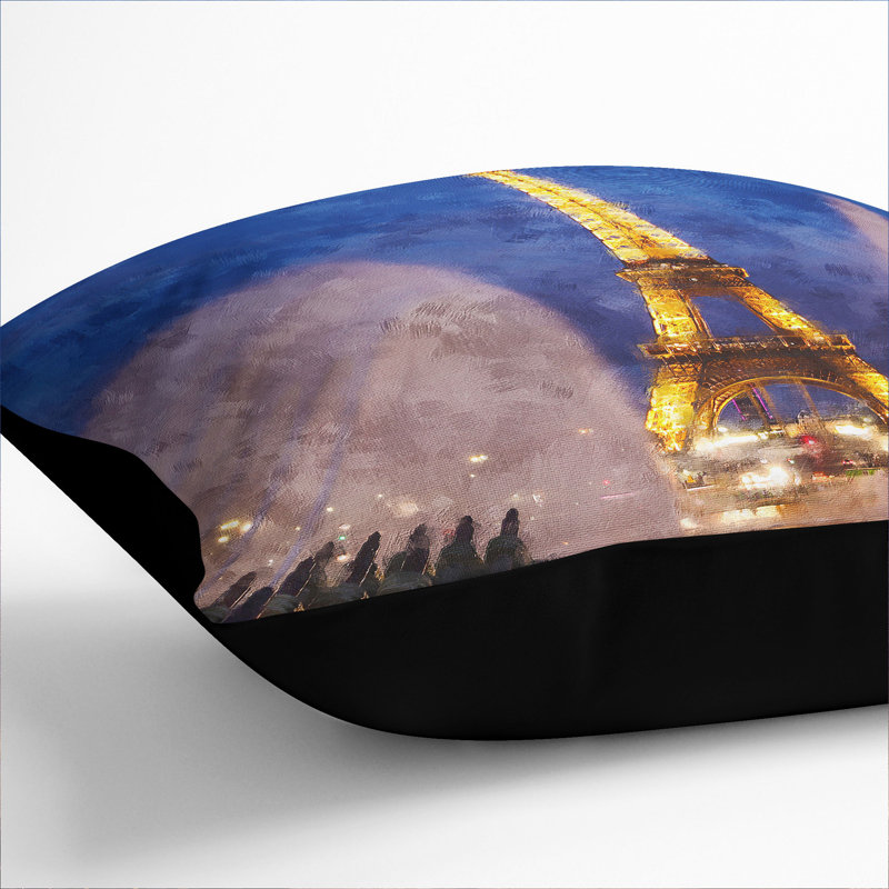 Eiffel Tower Vol.6 Square Throw Cushion, 40cm H x 40cm W x 15cm D, Black