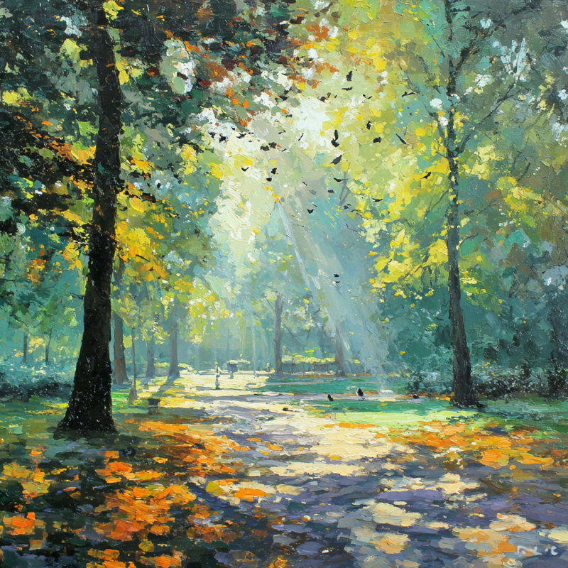 Sunlit Park Path Wrapped Canvas Wall Art, 20" H x 20" W