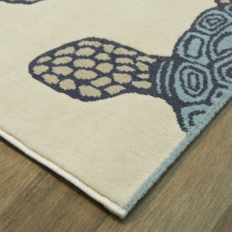 Tapis bleu / beige / gris Wilken, Rectangle 5 pi 3 po x 7 pi