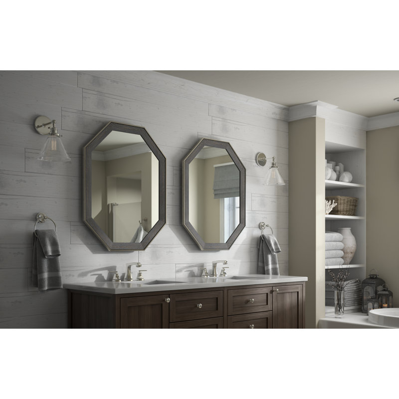 Delta Octagonal Standard Float Mount Framed Bathroom / Vanity Mirror, 45.83" x 32.64"