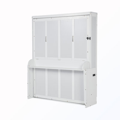 Queen Size Wooden Murphy Bed with Gas Struts