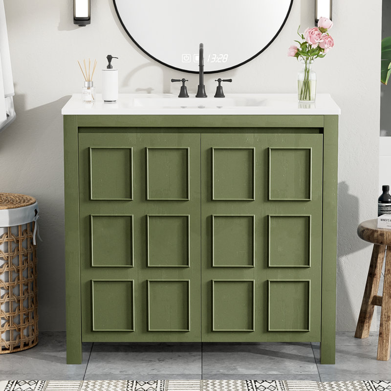 36" Single Bathroom Vanity Set, Olive Green
