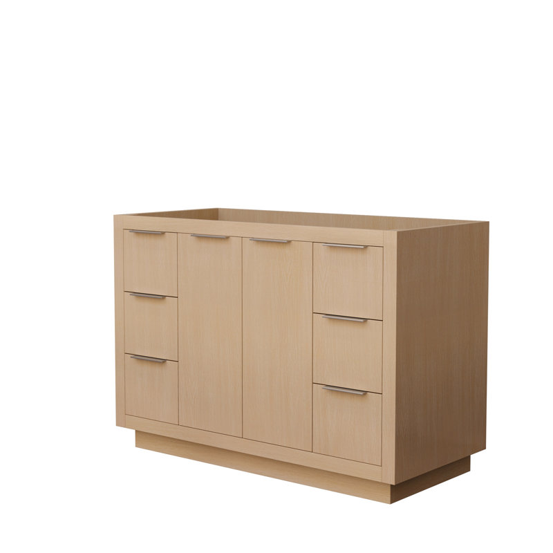 Base de meuble-lavabo simple 47,25 po Maroni en paille claire, Paille pâle / nickel brossé