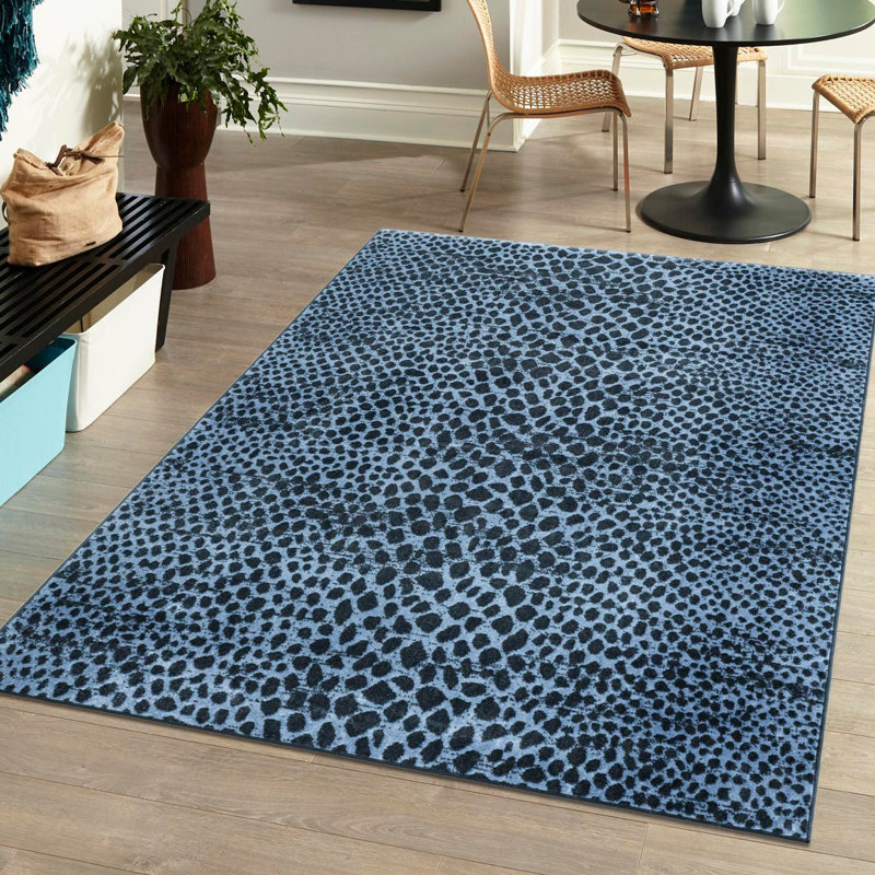 Tapis bleu marine à motif animalier Langley Street®, Rectangle 10 pi x 14 pi 1 po