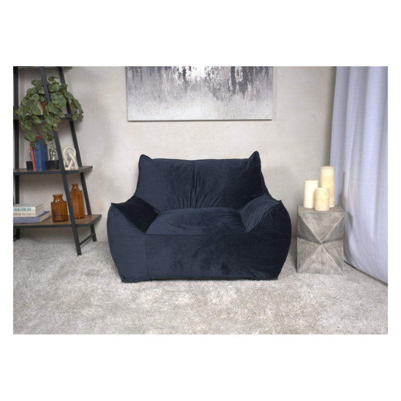  Fauteuil à billes en velours de coton avec accoudoirs Allea Midnight Blue, Bleu