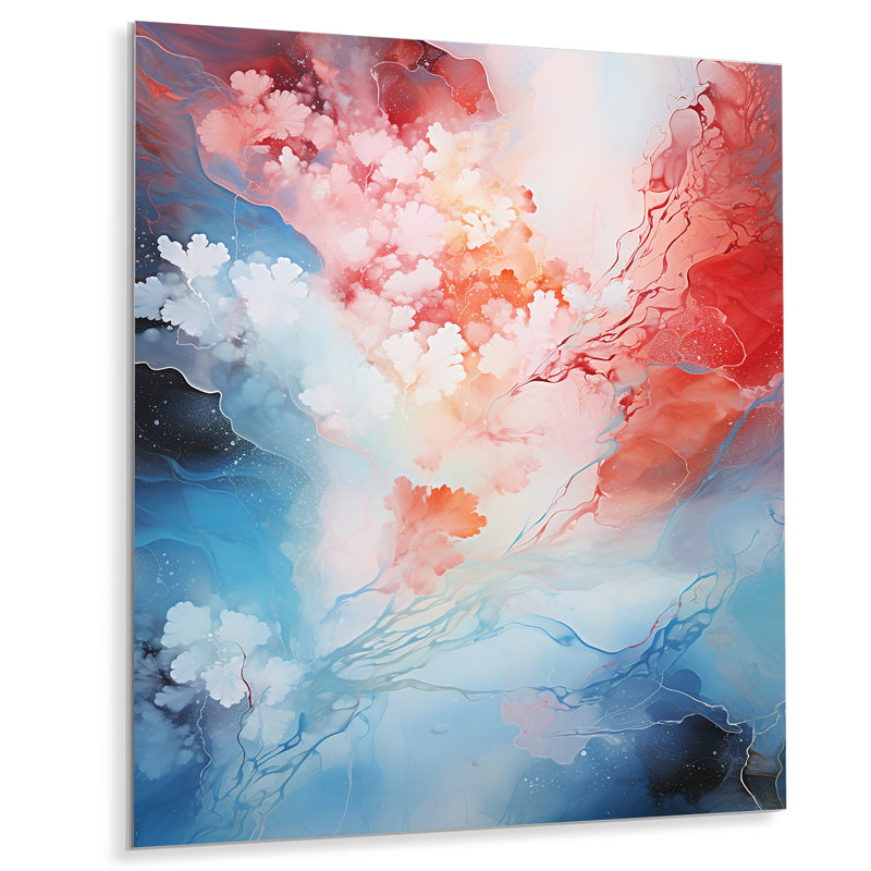Feu et glace Tachisme Drift I - art mural en métal Tachisme, H 40 po x l 30 po x P 1,5 po