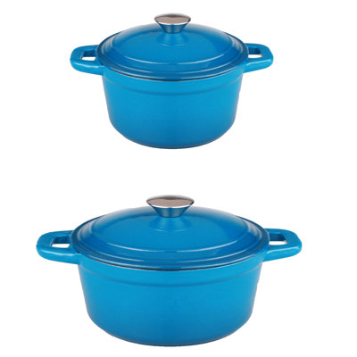 Neo 4Pc Cast Iron Set: 3Qt Covered Dutch Oven  & 7Qt Covered Stockpot, Oyster -  BergHOFF International, 2224259