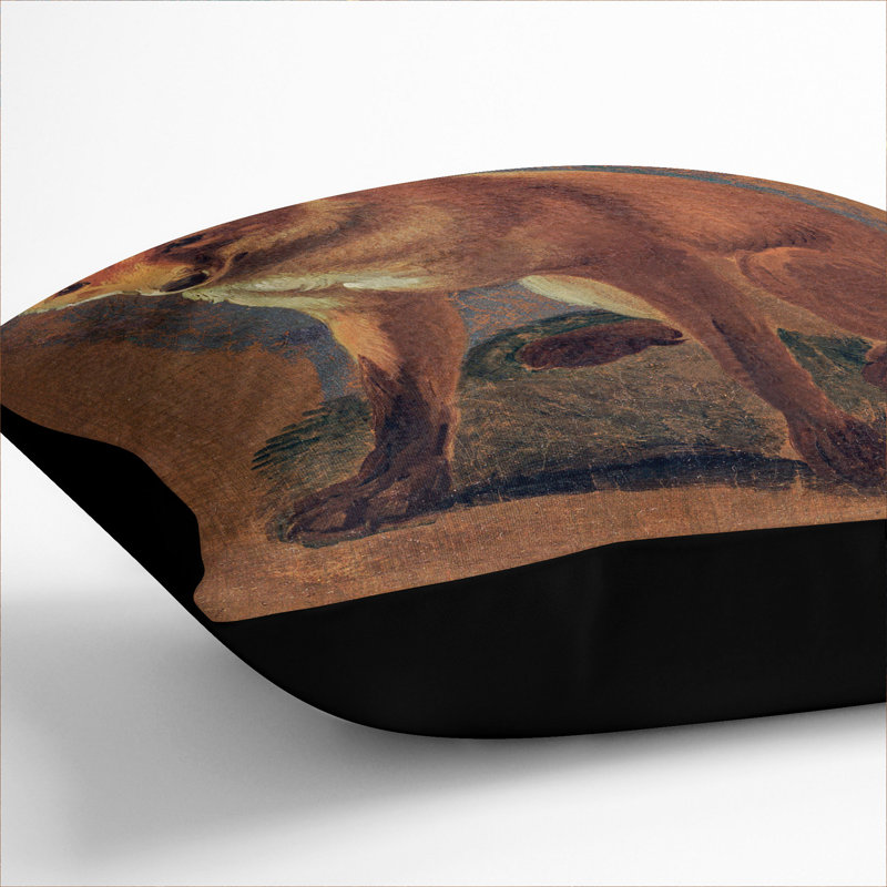Study Of A Fox Square Throw Cushion, Black, 55cm H x 55cm W x 20cm D