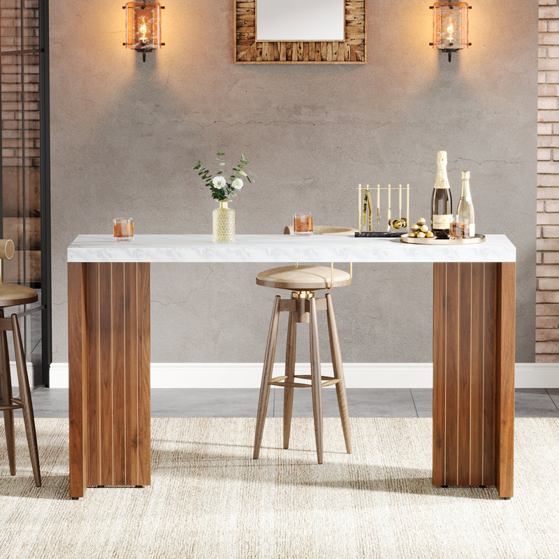 Dining Table, White, Brown