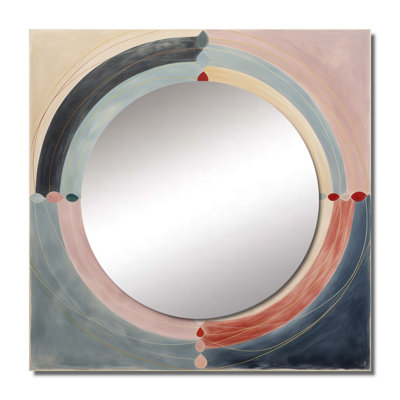Serendipity In Retro Pink Pastel - Abstract Spirals Square Mirror Wall Art For Bathroom