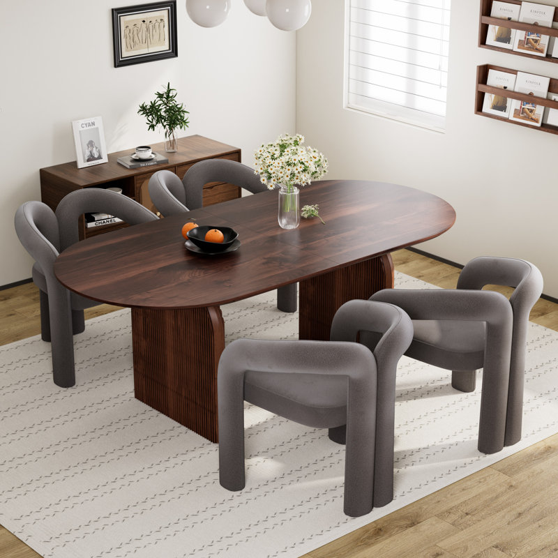 Ensemble de table de salle à manger 70 po avec chaises Velevt, 5 pièces: table, 4 chaises, Noir, Gris