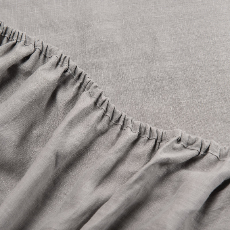 Stone Washed Pure Linen Sheet Set, Fitted Sheet 16" Pocket, California King, White