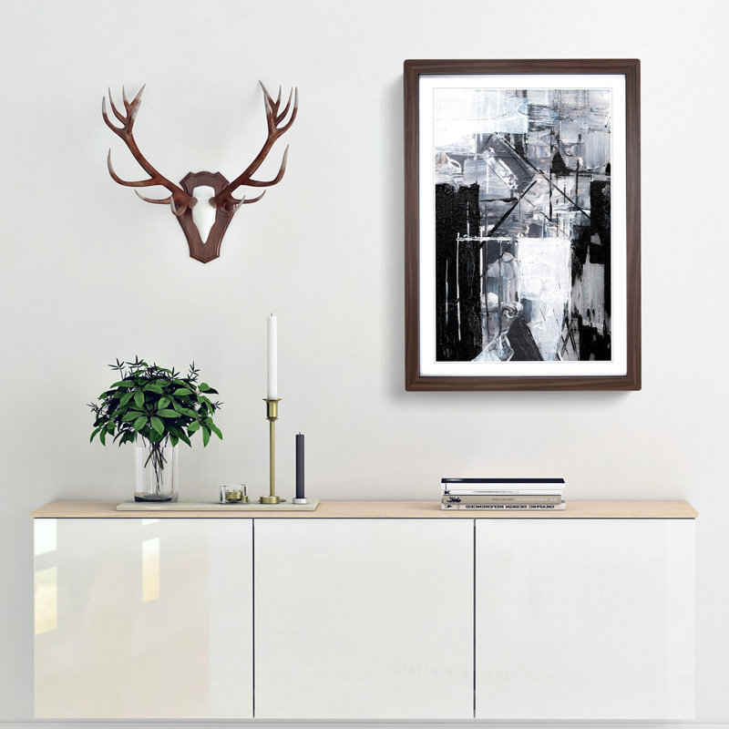 Abstract Art Painting Vol.335 by S.Johnson - Framed Print, 48cm H x 36cm W x 2cm D, Walnut Framed