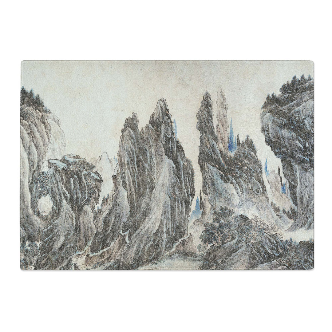 Tempered Glass Mountain Landscape by Li Zai Chopping Board