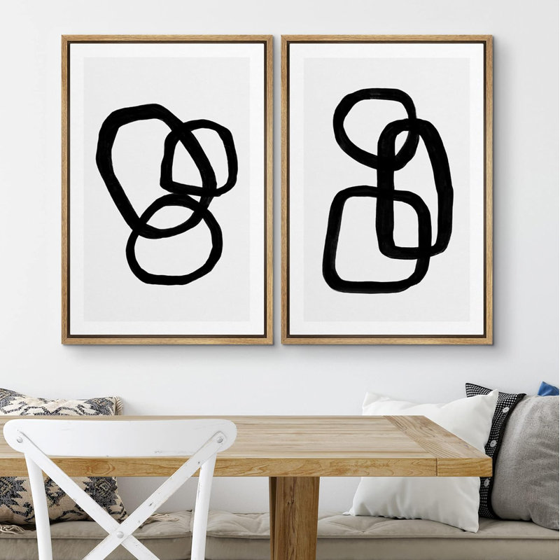 «Mid-Century Geometric Ring», 2 pièces, H 24 po x l 16 po, Naturel