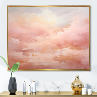 Palette, nuage rose, horizon, formes abstraites, art mural