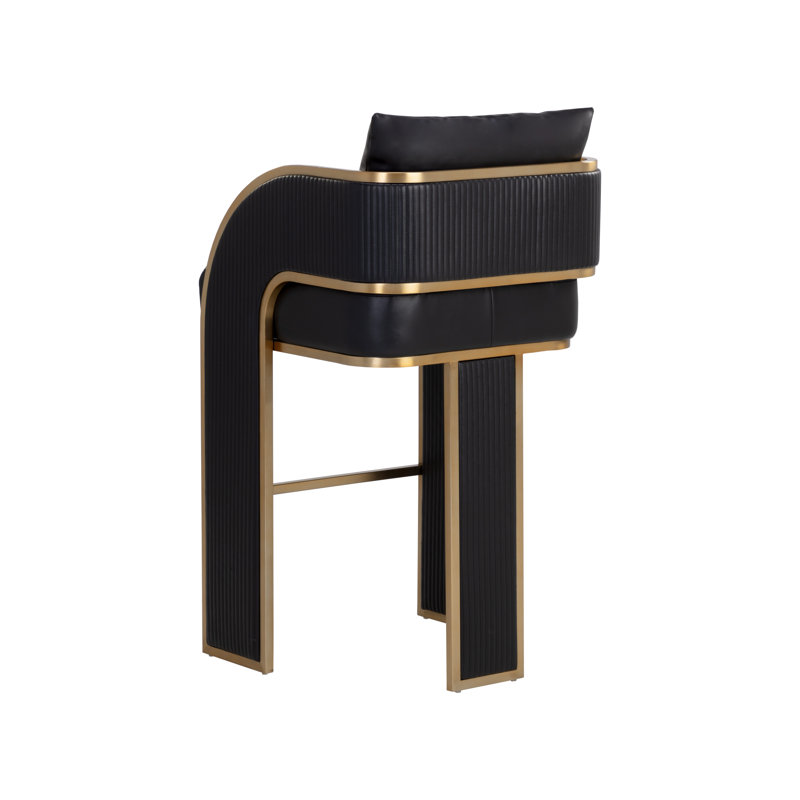 BAZ Upholstered Stool, Bar Stool (30” Seat Height), Black