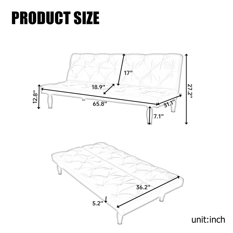 66"  Velvet Sofa To Sofa Bed Transformation, Pink