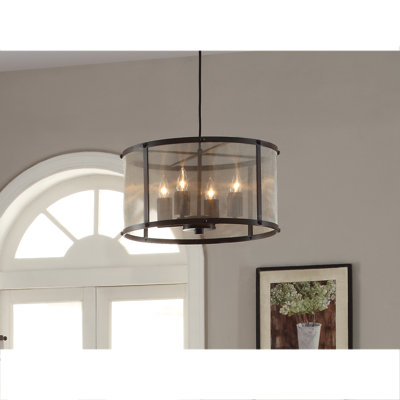Delante 4 - Light Antique Bronze Drum Pendant