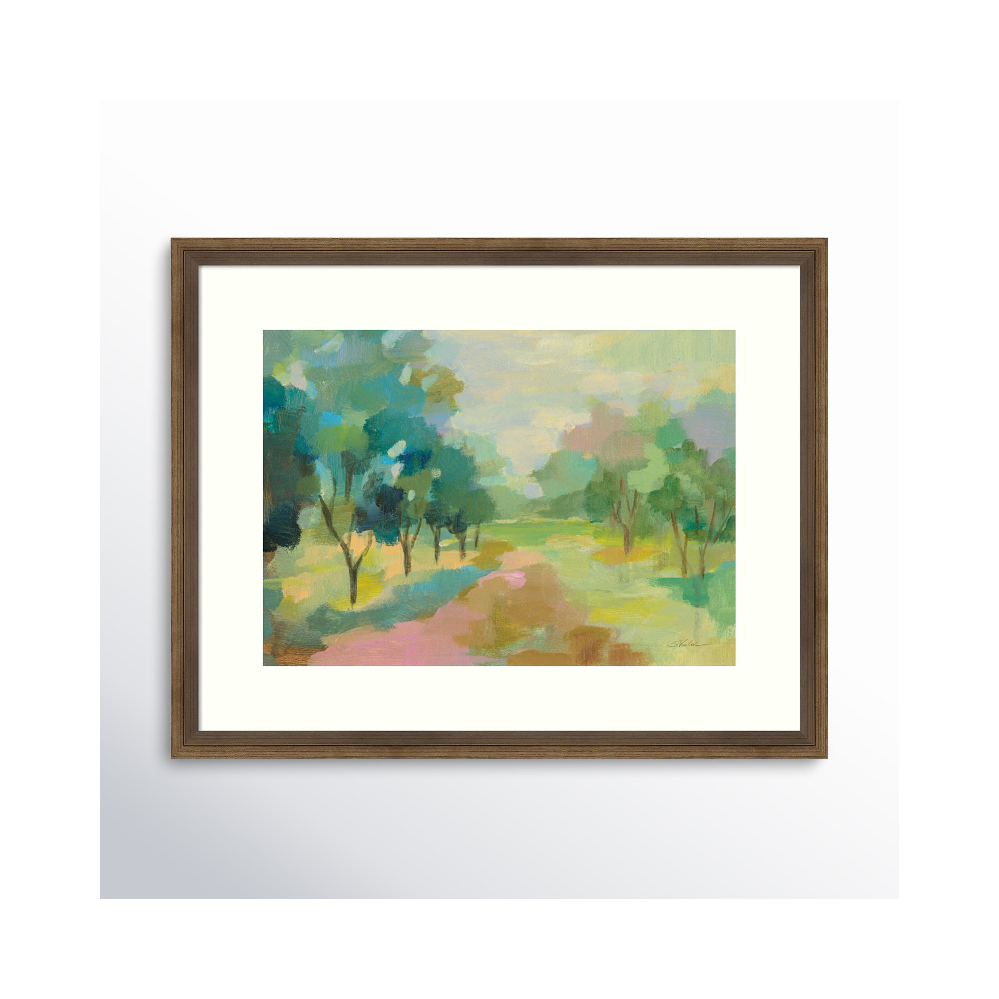 Sunrise Forest by Silvia Vassileva, Light Bronze Framed Paper, 15" H x 19" W