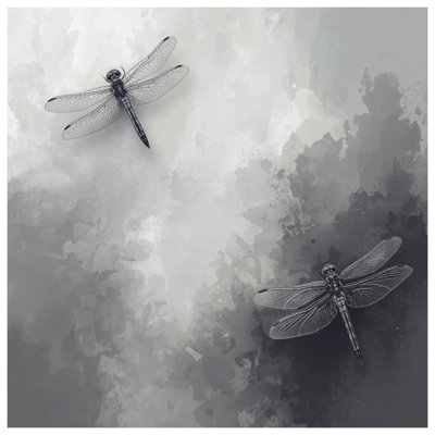 Dragonfly Illustration Grey Bath Mat
