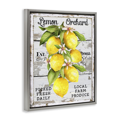  Lemon Orchard Market  Framed Floater Canvas Wall Art by Creatif Belle