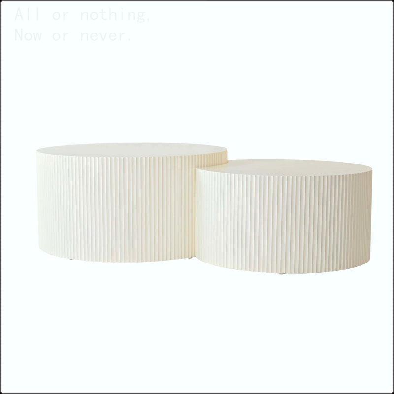 Ensemble de tables basses gigognes à rayures verticales, Beige