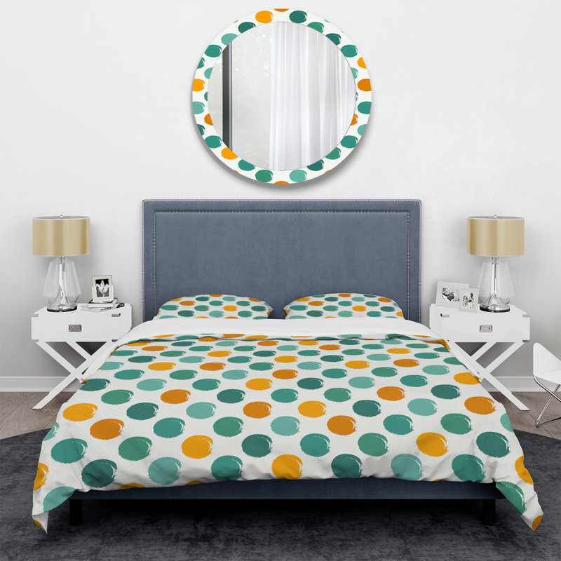 Ensemble de housse de couette en microfibre vert / orange 3 pièces, Housse de couette simple + 1 taie décorative stan