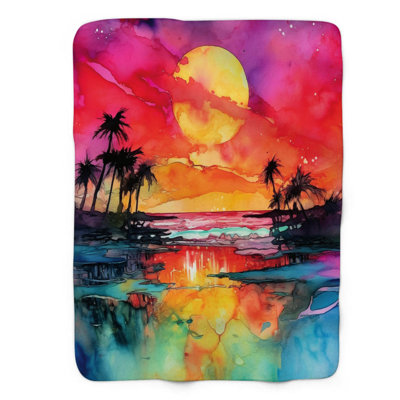 Sunset Hues - 1 Piece Premium Sherpa Blanket