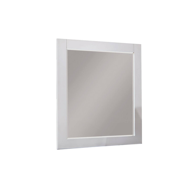 Miroir contemporain l 32,6 ", blanc / gris