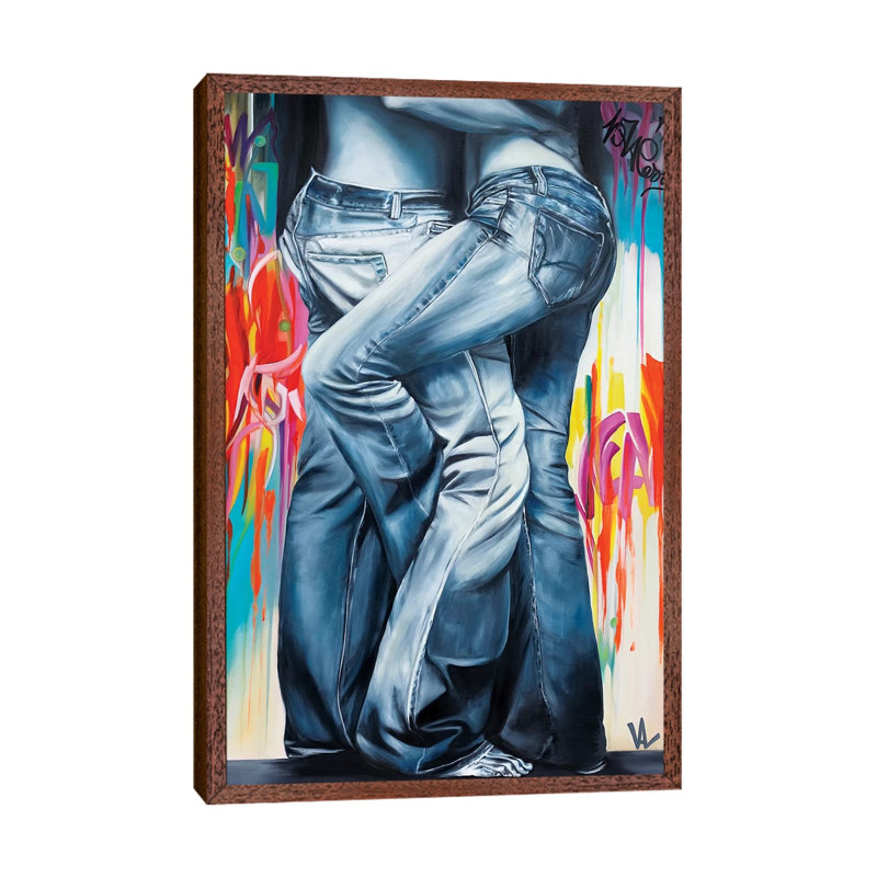 Flare...for Ever by Val Escoubet - Painting on Canvas, 66.04cm H x 45.72cm W x 3.81cm D, Classic Brown Wood Framed