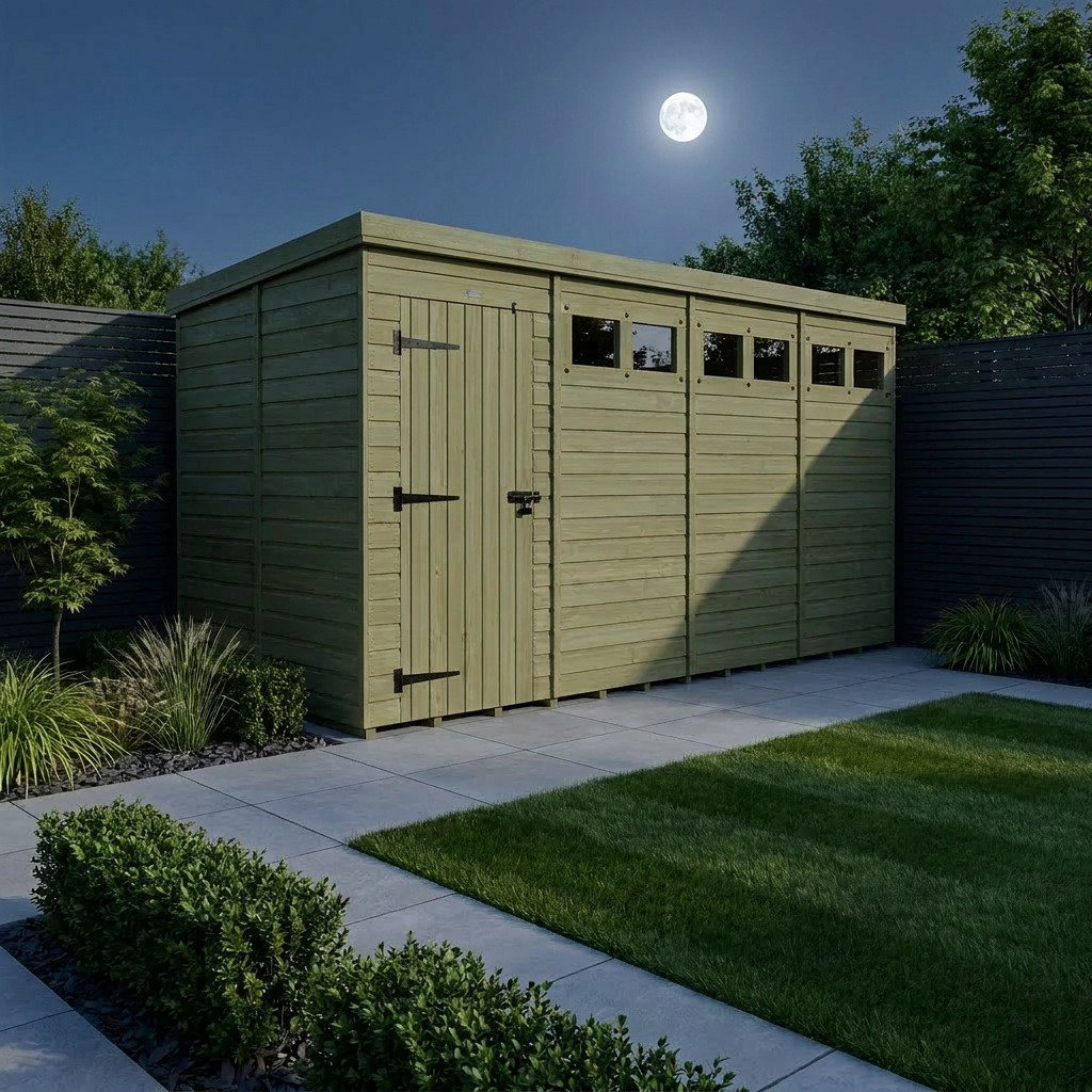 Total Sheds 16ft x 5ft Security Pent Shed - Heavy-Duty Hasp Staple Anti-Tamper - Pressure Treated Timber - UK Manufactured
