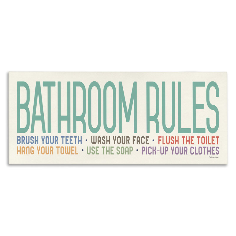 'Bathroom Rules' Texture Art, 10" H x 24" W