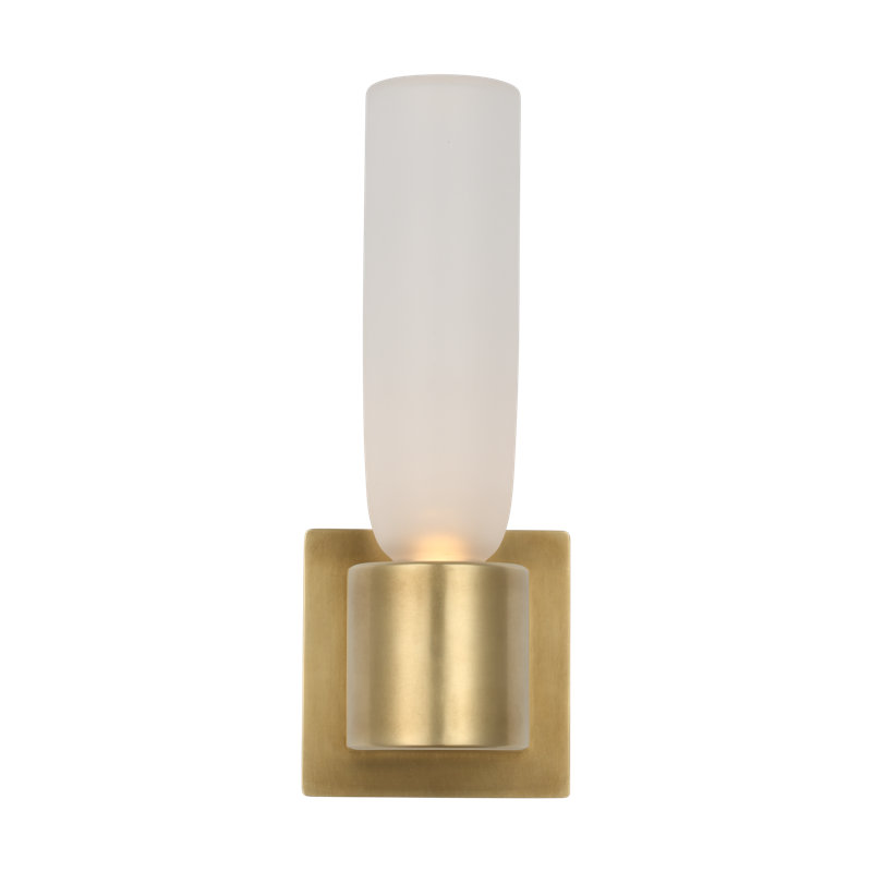 Kelly Wearstler Volver 1-light Medium Single Sconce in Bronze with Clear Etched Glass shade, Antique Brass