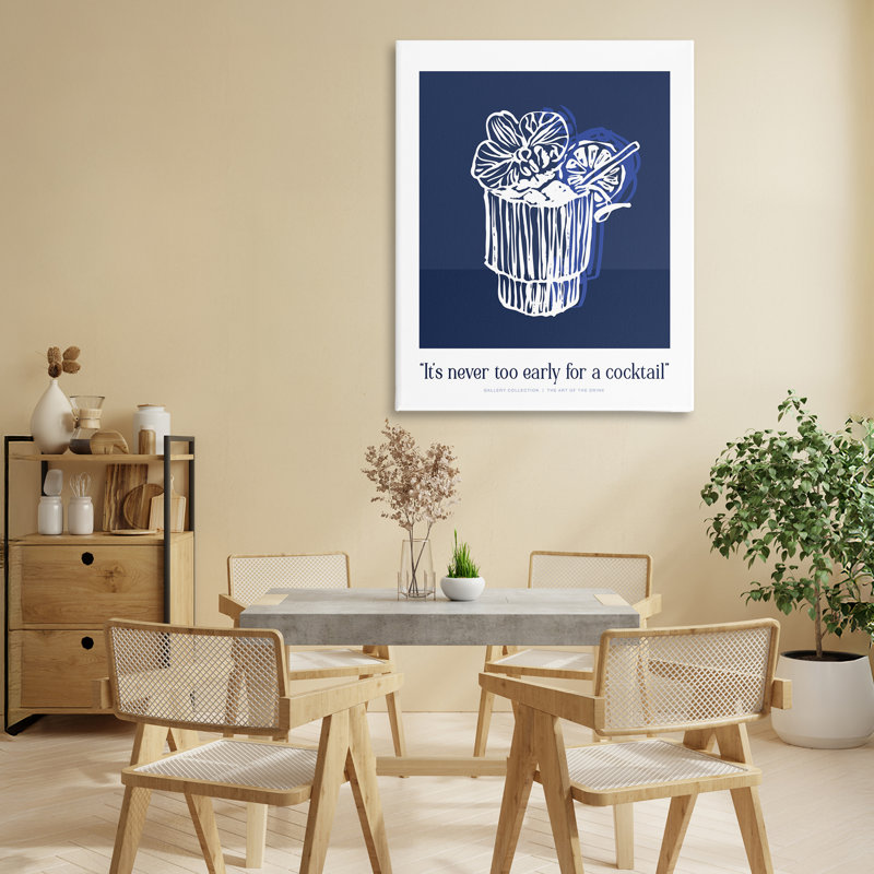 Toile «Never Too Early Drink», design par lettré et doublé, H 30 po x l 24 po