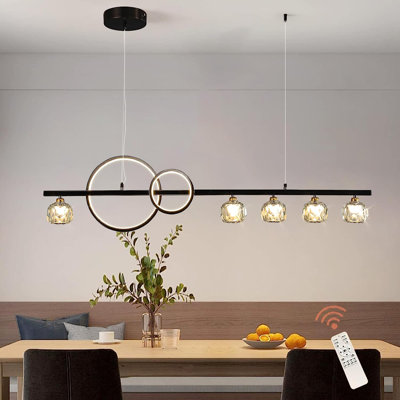 7 - Light Dimmable Grey LED Kitchen Island Pendant with Remote Control Included