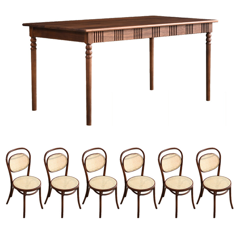 Ensemble de table de salle à manger Vintage, H 29,53 po x L 62,99 po x l 31,5 po